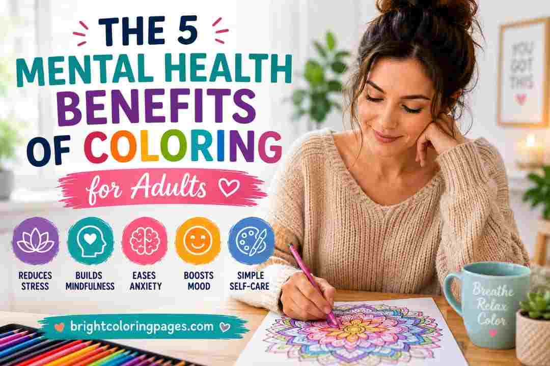 Woman coloring a detailed mandala, highlighting mental health benefits of adult coloring.