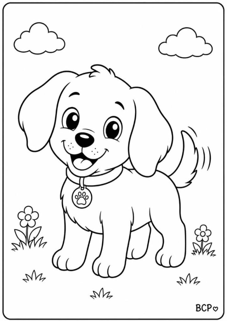 Floppy ear puppy coloring page.