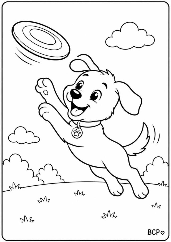 Puppy Catching a Frisbee