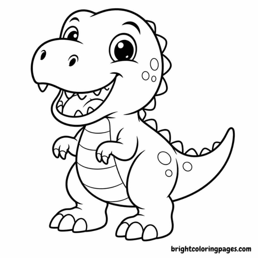 Smiling baby T Rex coloring page