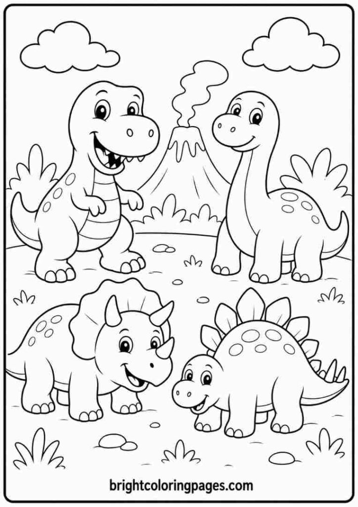 Dinosaur collection coloring page