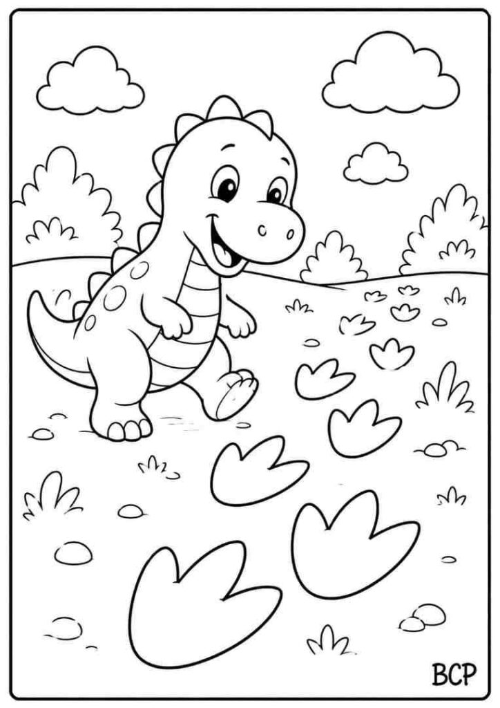 Dinosaur footprints coloring page
