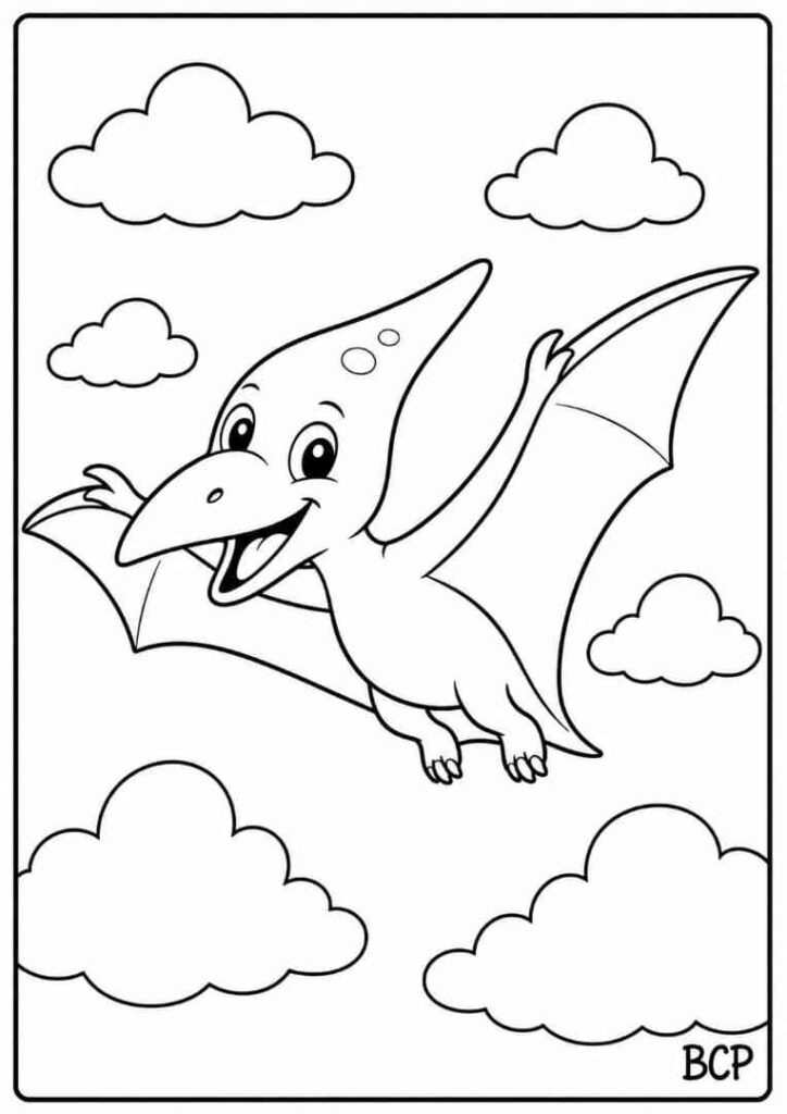 Flying Pterodactyl coloring page