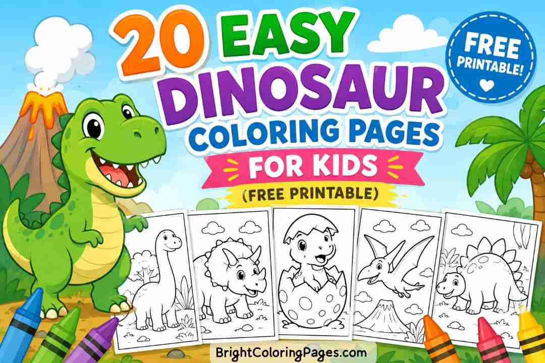 20 Easy Dinosaur Coloring Pages for Kids (Free Printable)
