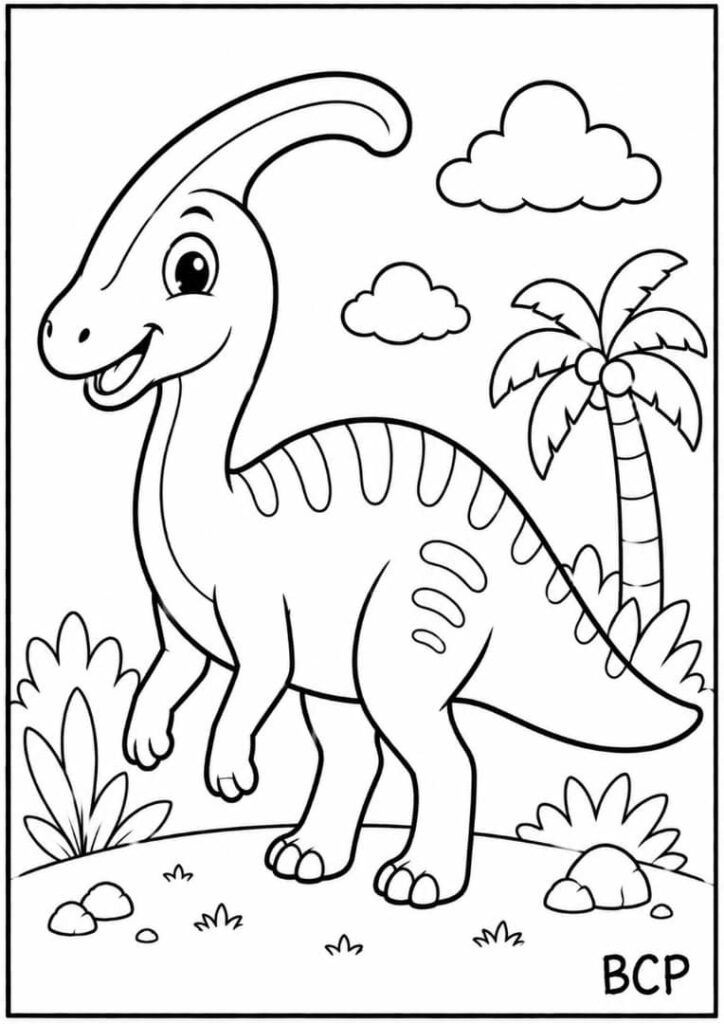 Parasaurolophus free printable coloring page