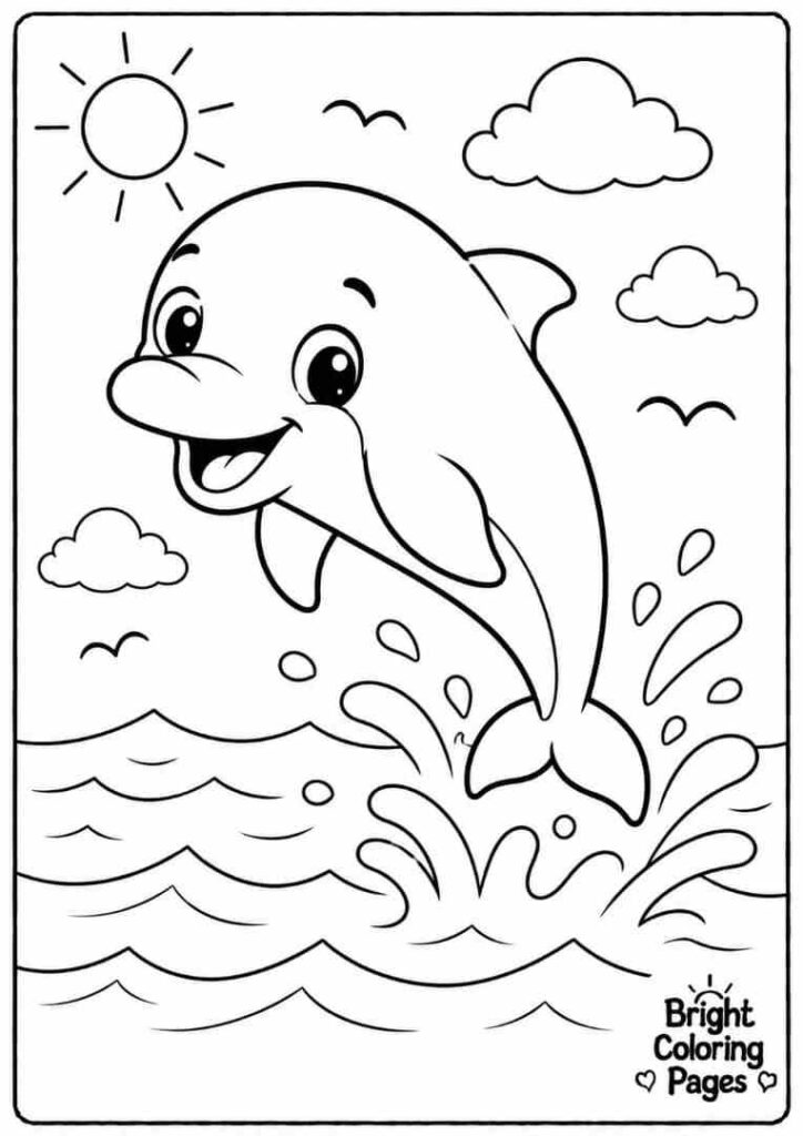 Cute baby dolphin jumping from the ocean,