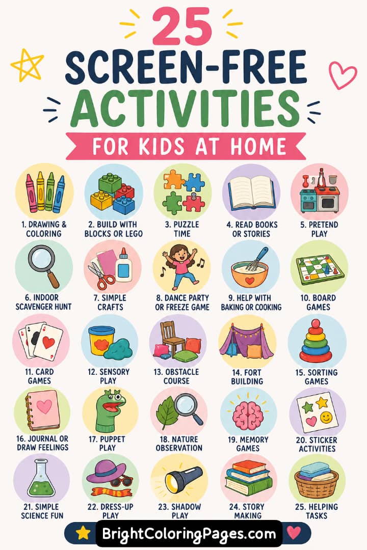25 Screen-Free Activities for Kids at Home That Actually Keep Them Busy