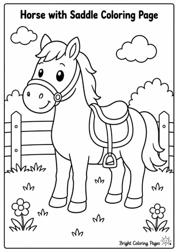 Horse with Saddle – A horse ready for a gentle ride.