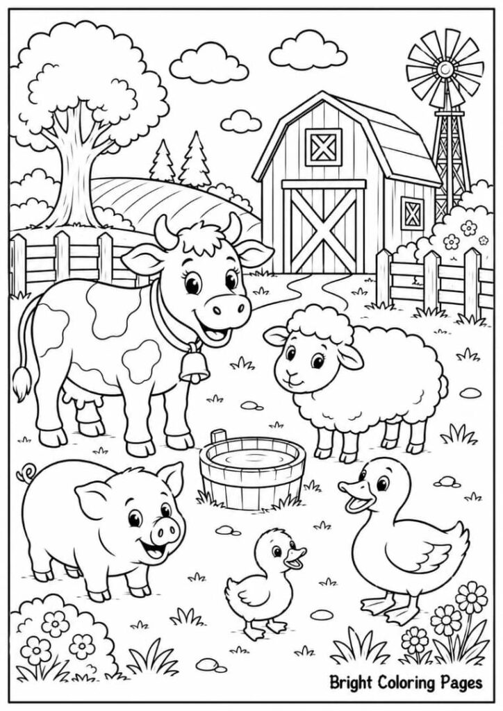 Animal Parade – Cow, pig, sheep, and duck walking together