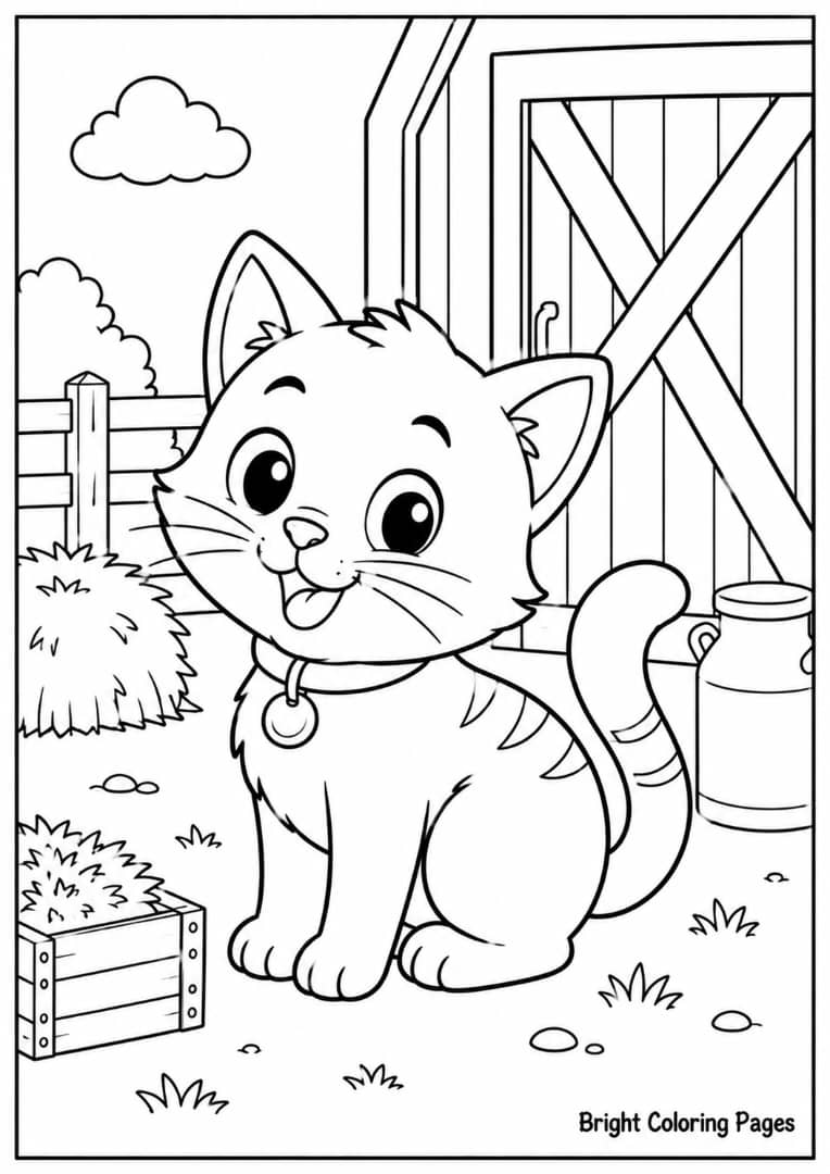 Barn Cat – A playful cat near the barn door.