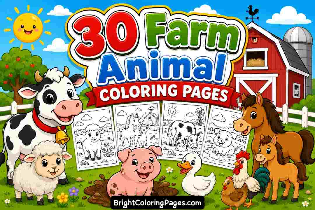 30 Farm Animals Coloring Pages for Preschoolers (Free Printable Download)