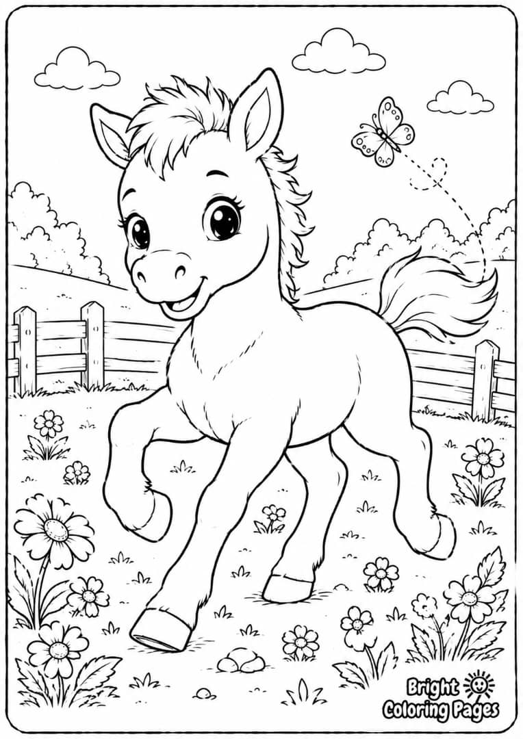 Baby Foal - A cute little foal with a soft face and tiny legs.