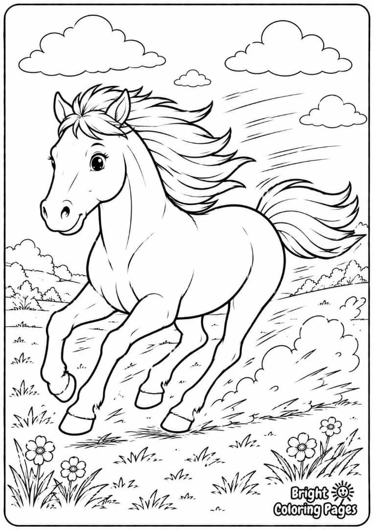 Galloping Horse - A horse running across an open field, full of energy and movement