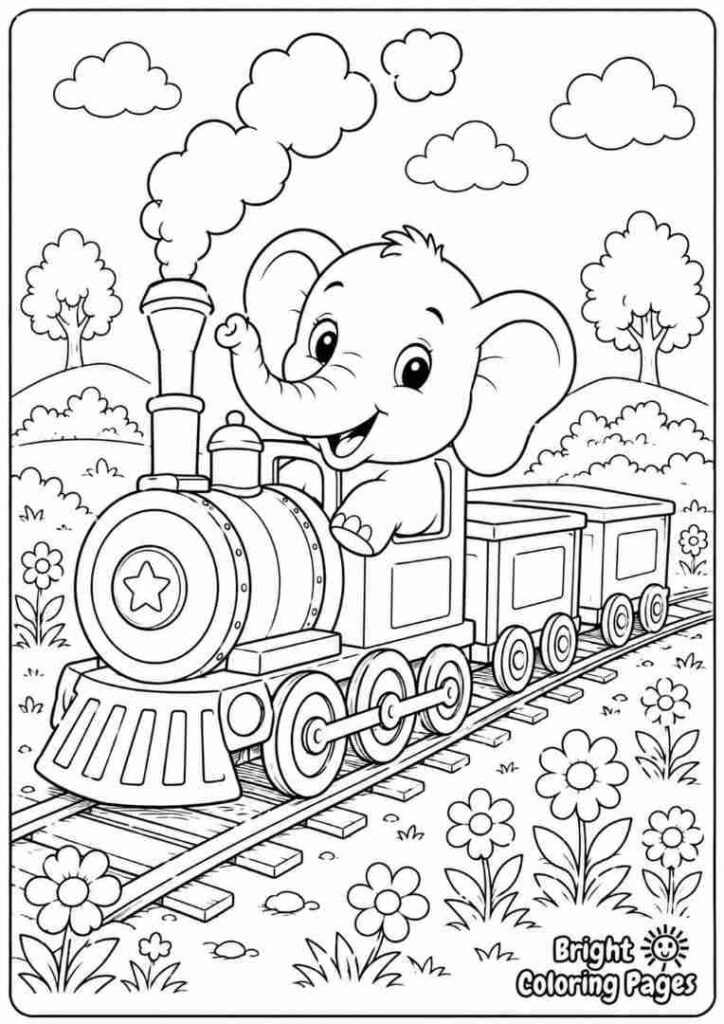 Elephant Riding a Train