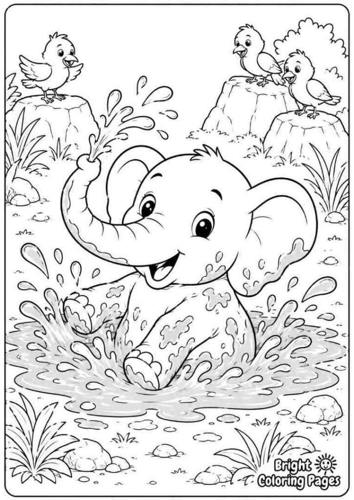 Elephant Taking a Bath