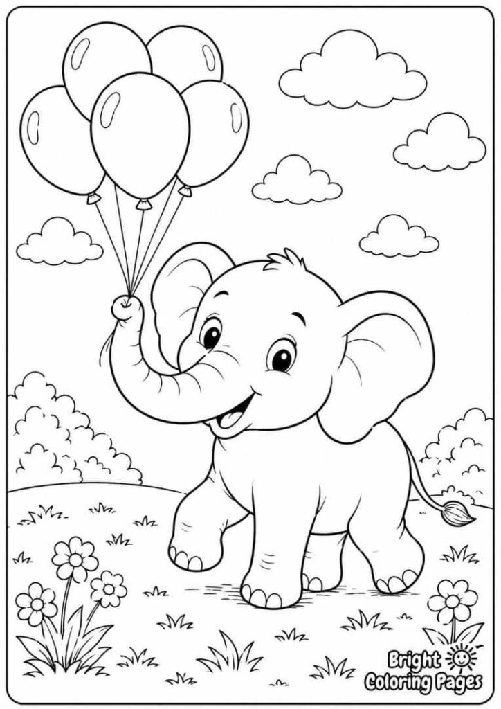 Elephant Playing with Balloons