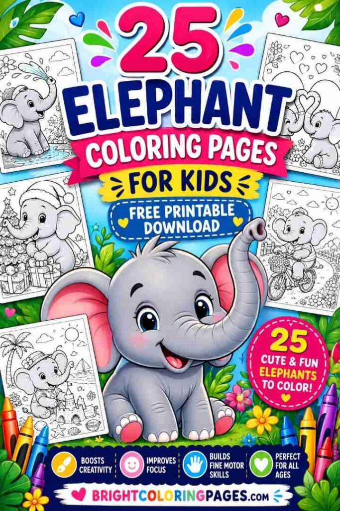 25 Elephant Coloring Pages For Kids (Free Printable Download)