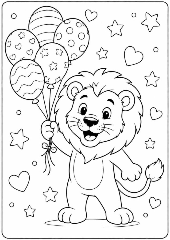 Lion with Balloons