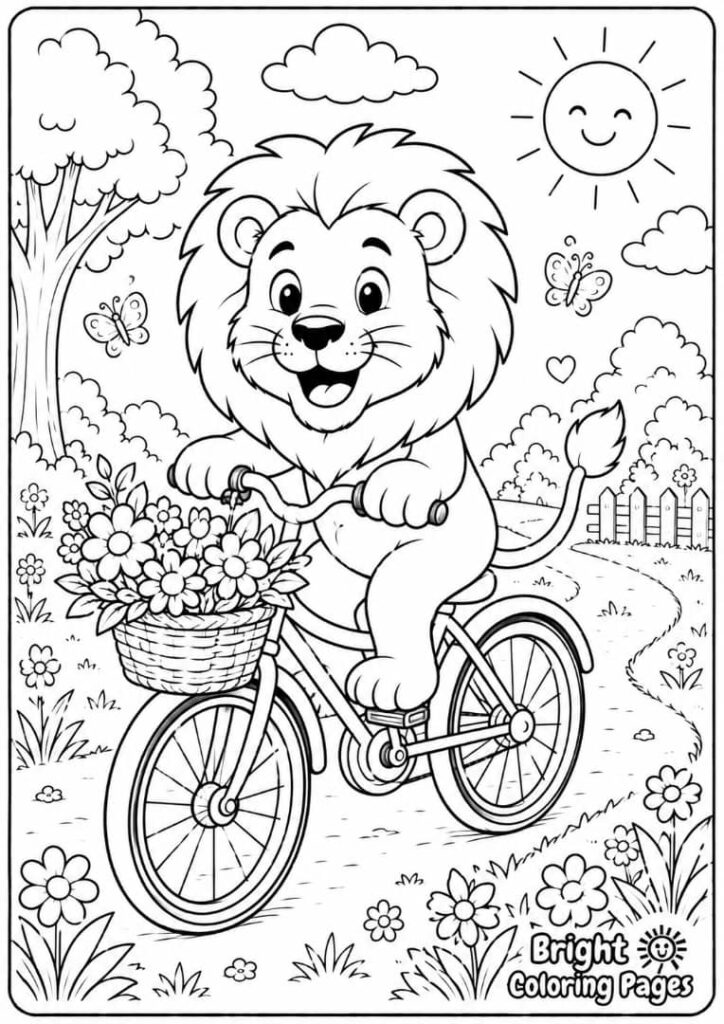 Lion Riding a Bicycle