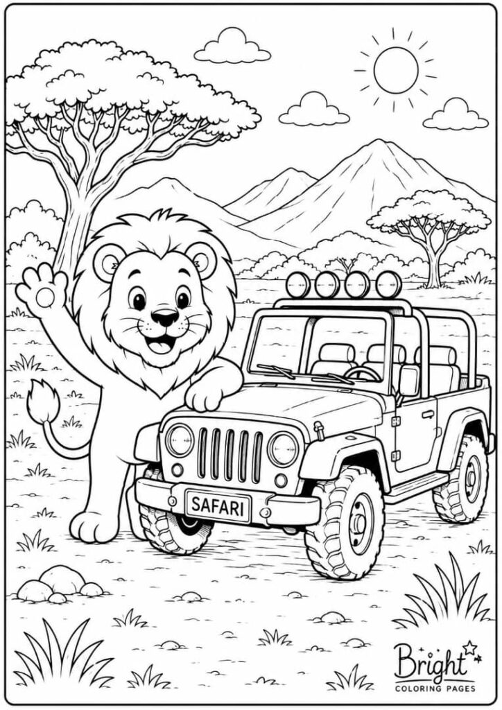 Safari Jeep with Lion