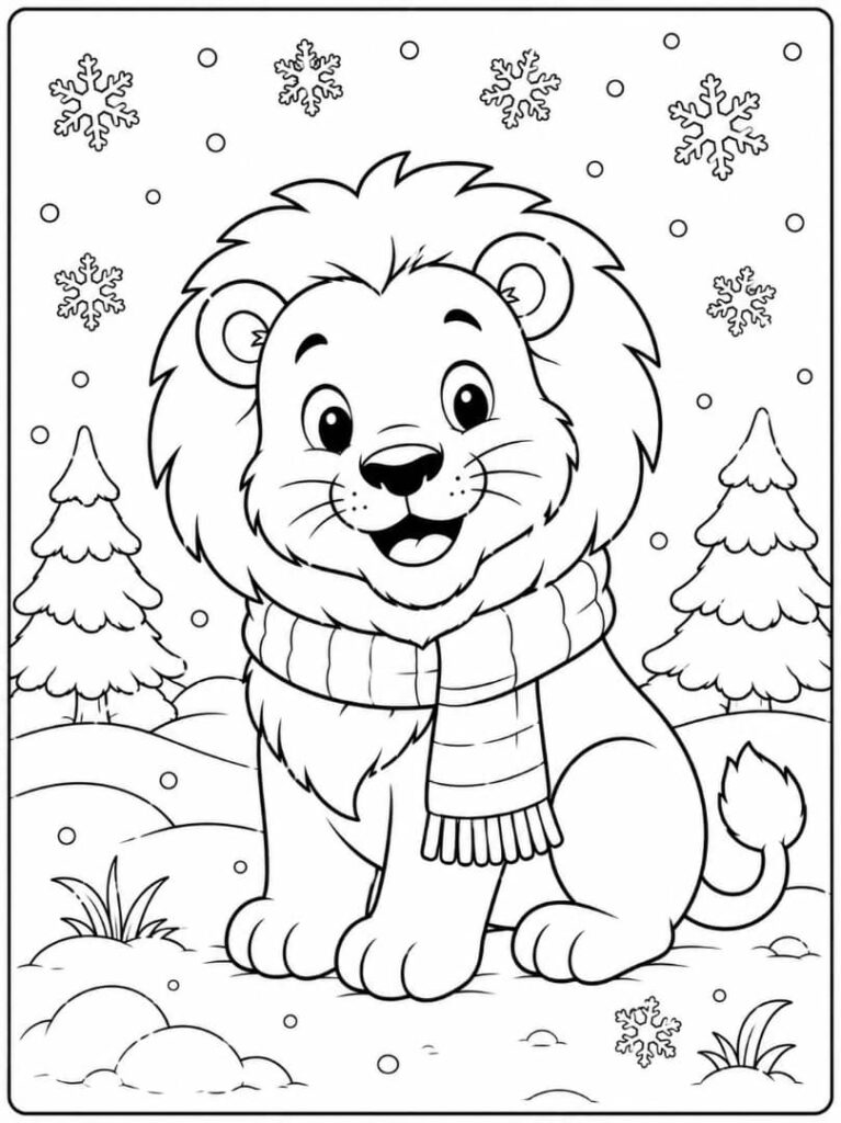 Winter Lion with Scarf