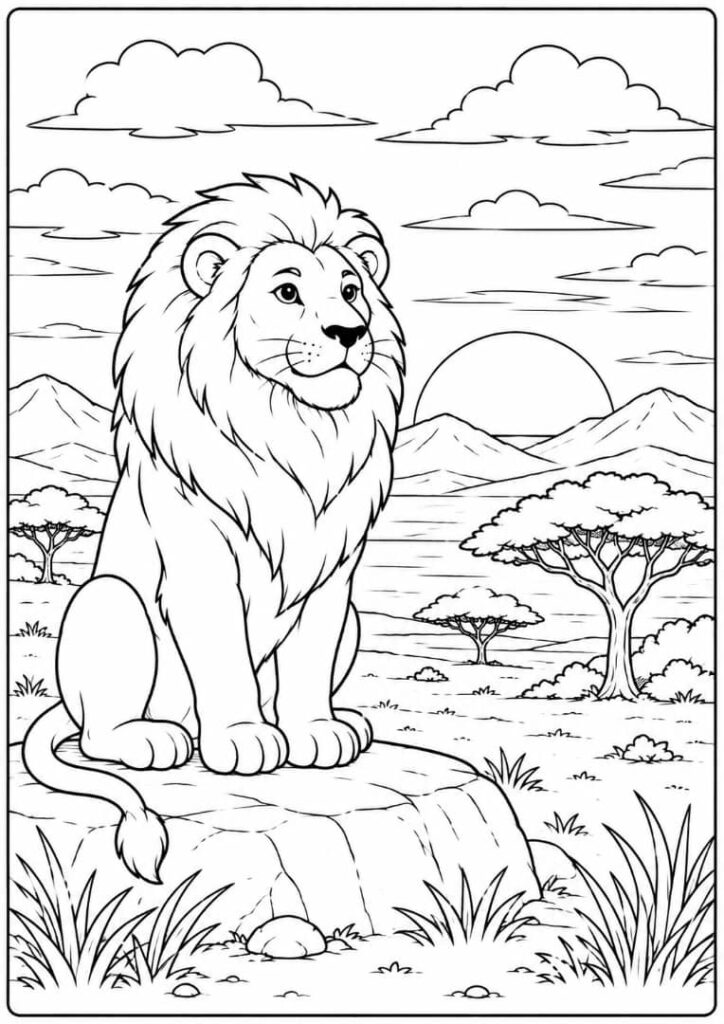 Lion Sunset Scene