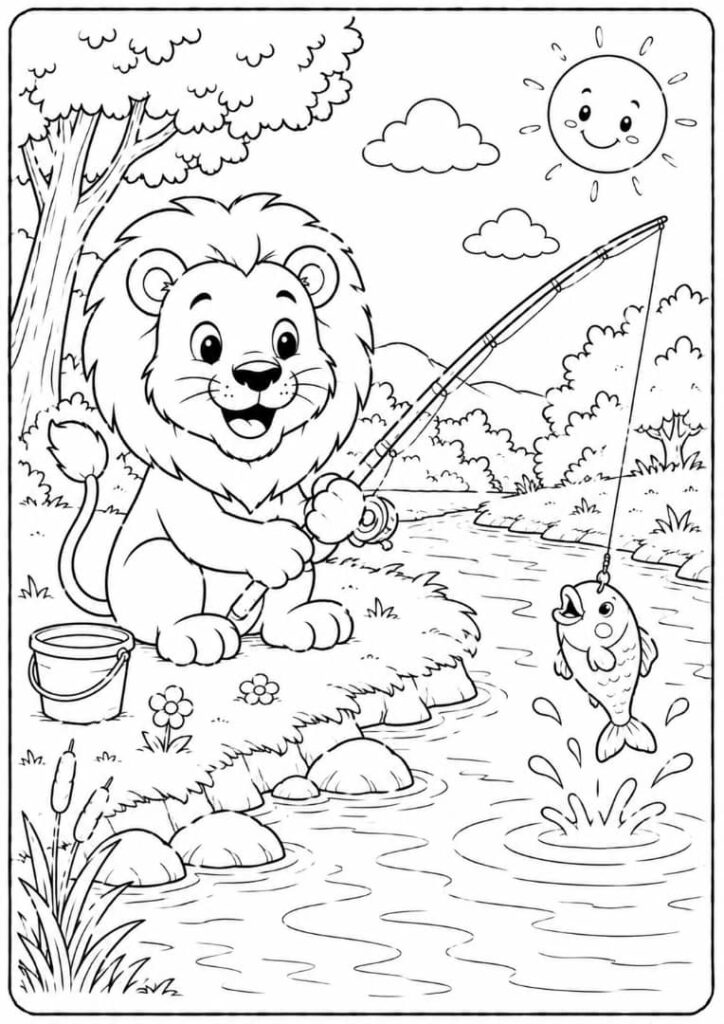 Lion Fishing by the River
