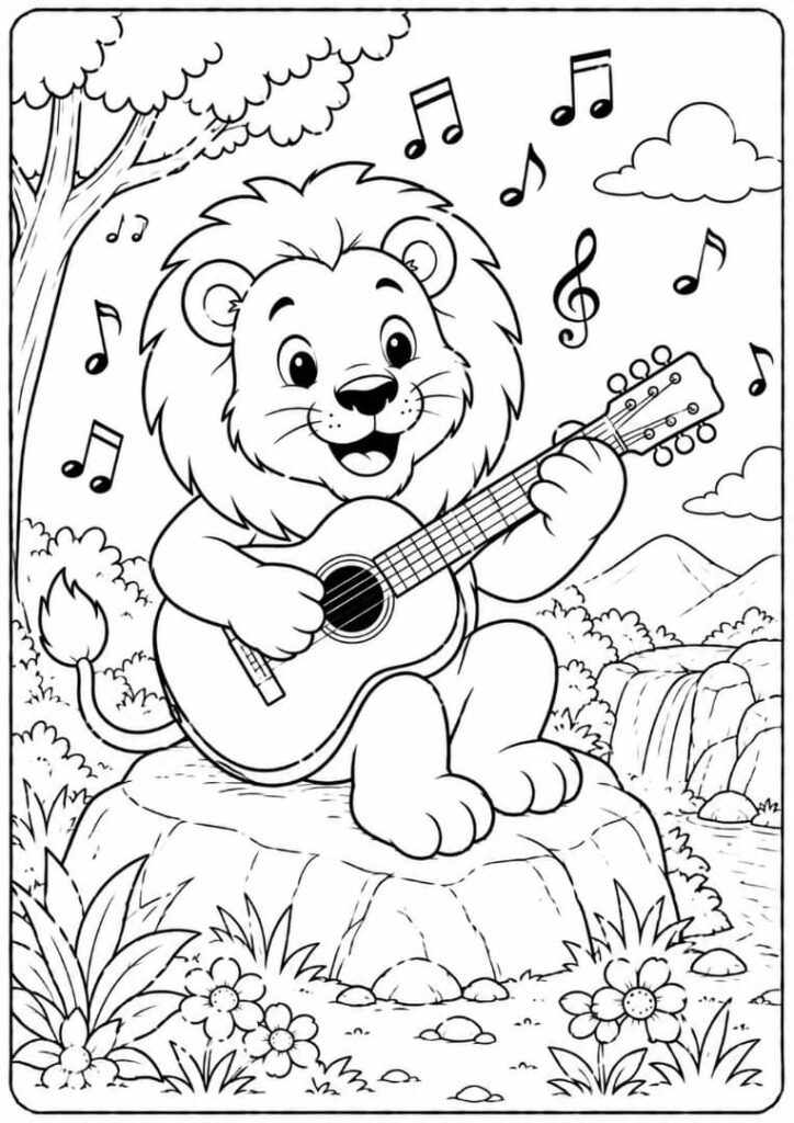 Lion Playing Guitar