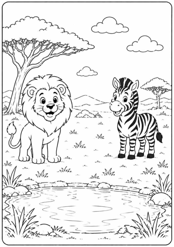 Lion and Zebra Friends