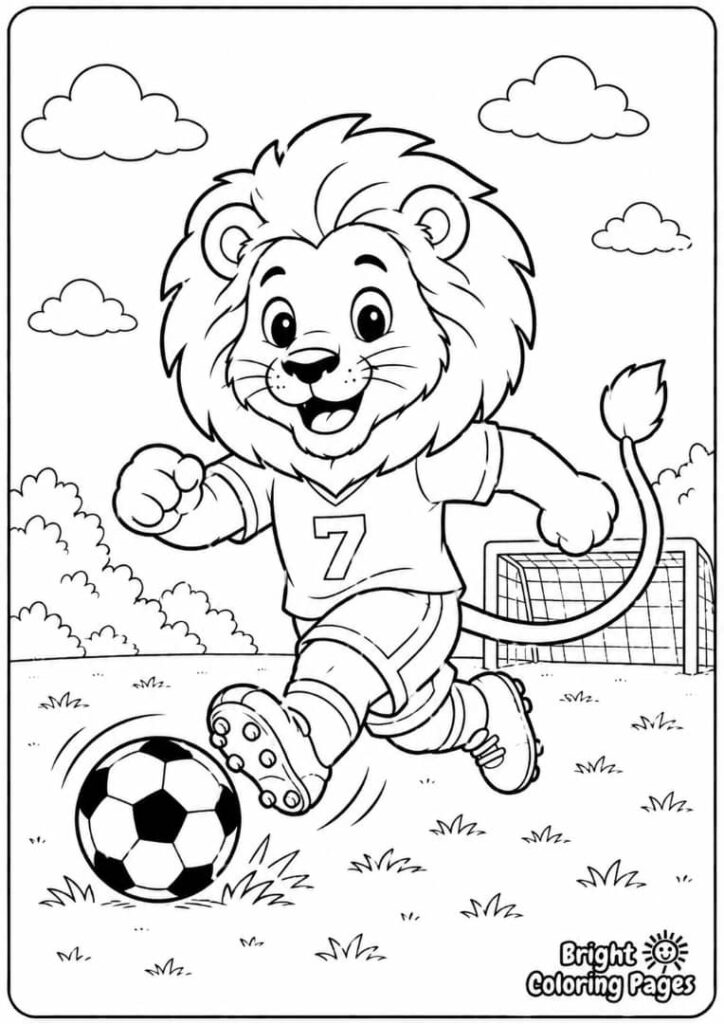 Lion Playing Soccer