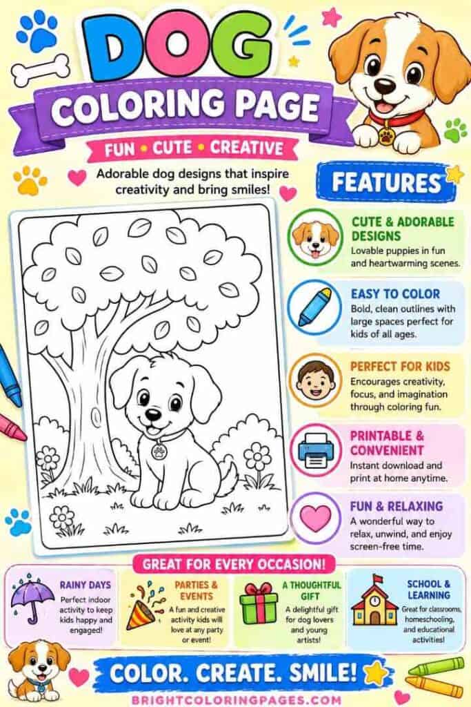 20 Cute Dog Coloring Pages For Kids Free Printable