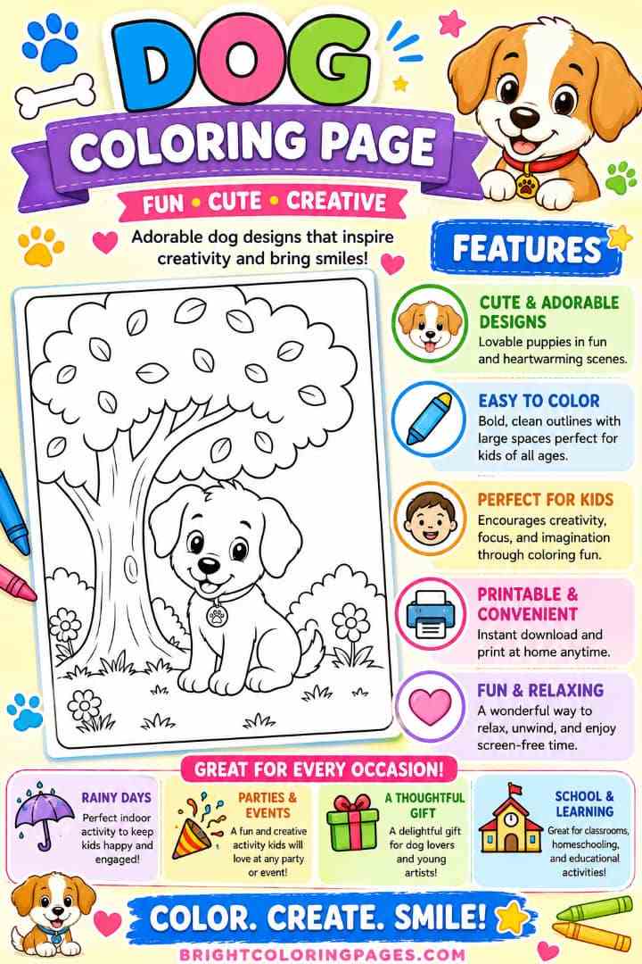 20 Cute Dog Coloring Pages For Kids Free Printable