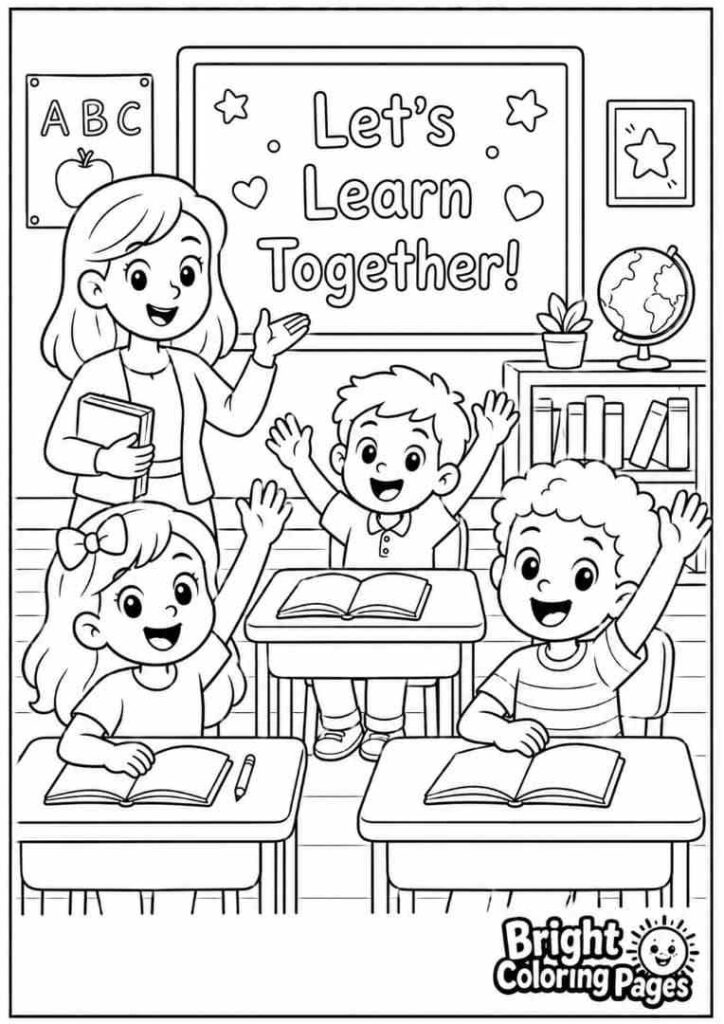 Learning in Class coloring page