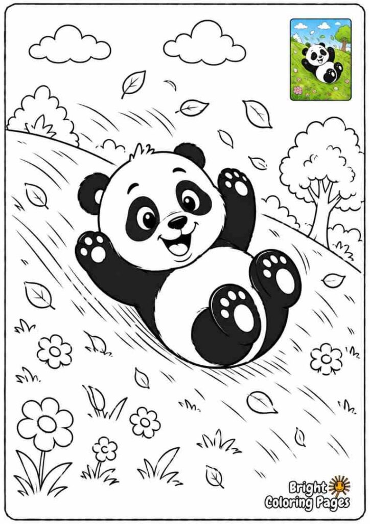 Panda Rolling Down a Hill