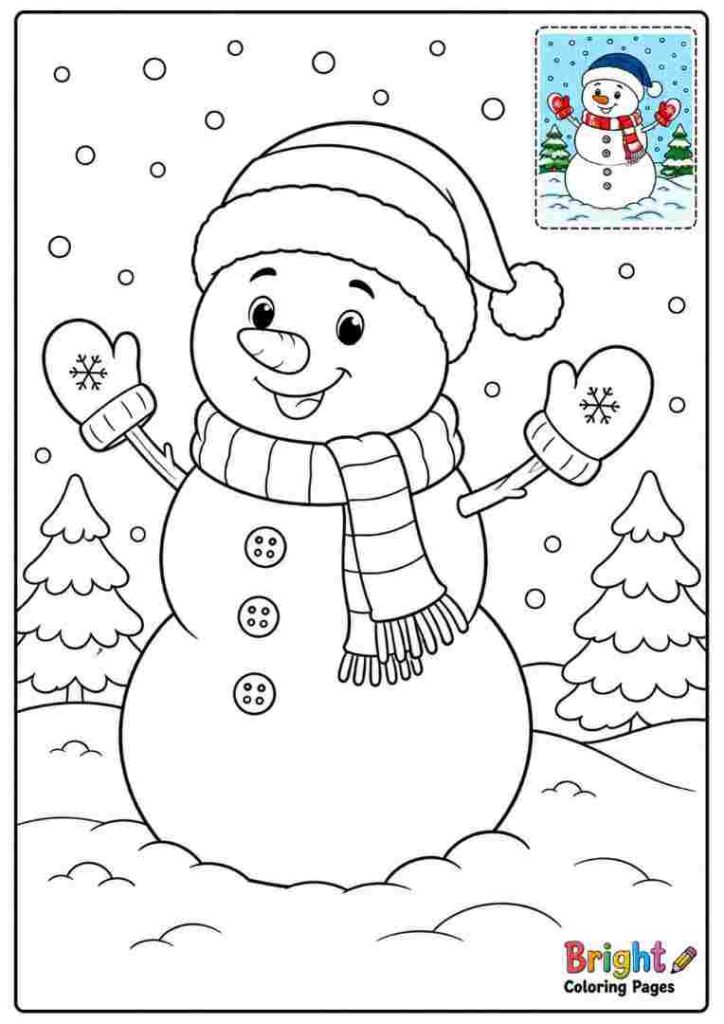 Happy Snowman in Winter