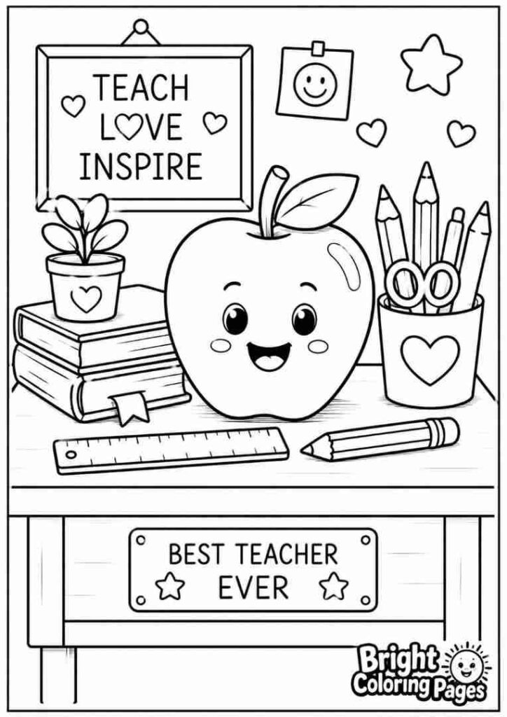 Teacher’s Desk coloring page