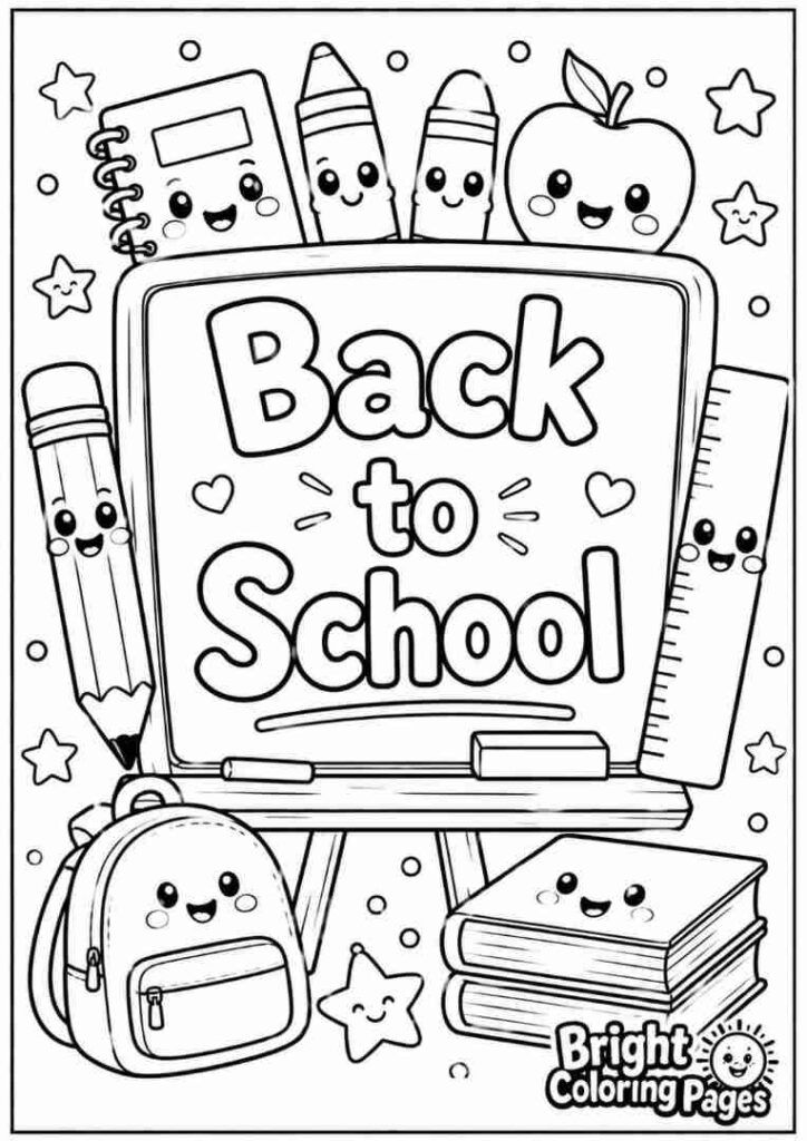 Back to School Chalkboard coloring page