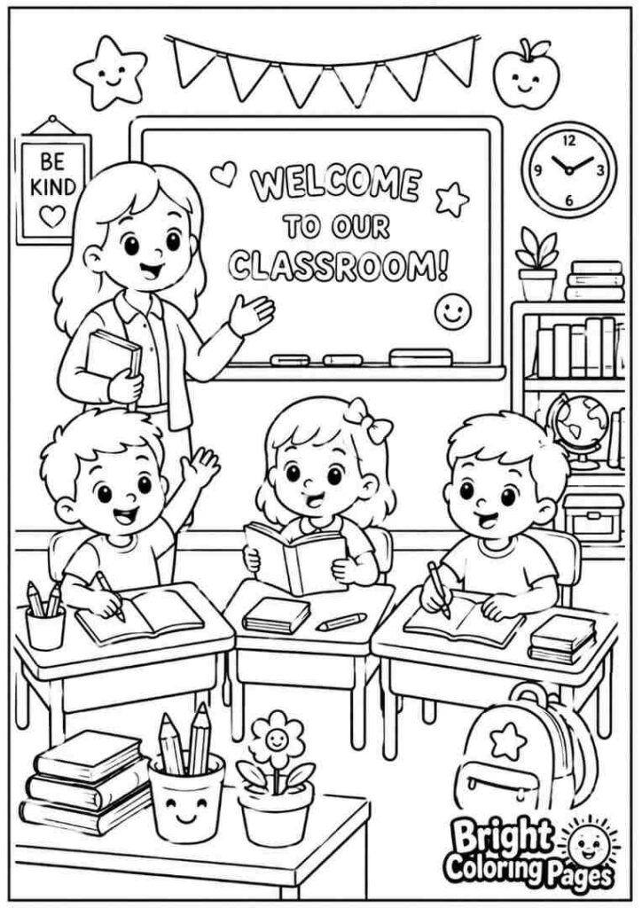 Cute Classroom coloring page