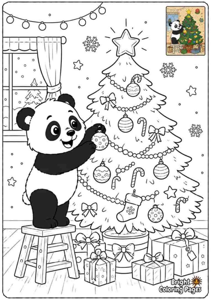 Panda Riding a Ferris Wheel coloring page for preschool kids 