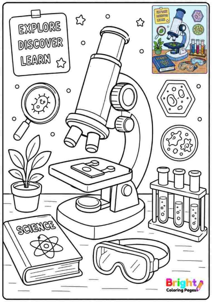 Microscope Adventure coloring page 