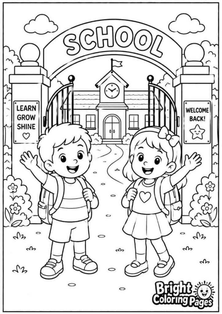At the School Gate coloring page