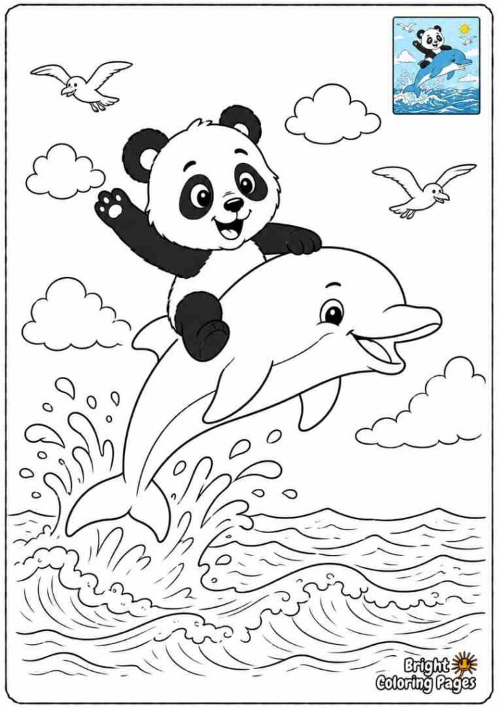 Panda Riding a Dolphin