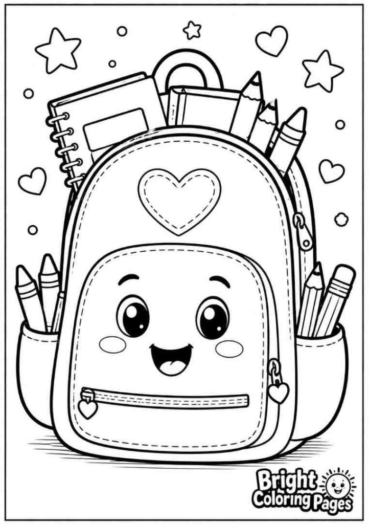 Smiling Backpack coloring page