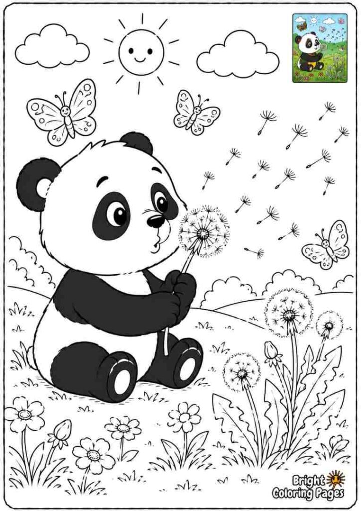 Panda Blowing Dandelions