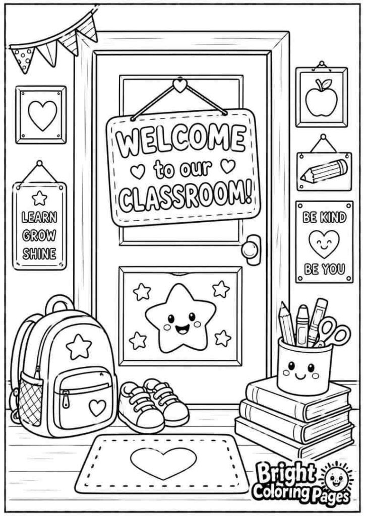Welcome Classroom Door coloring page