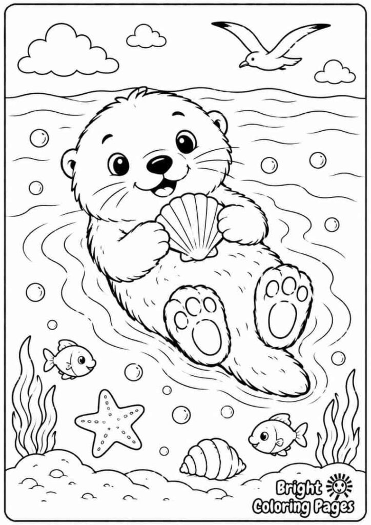 Sea Otter Floating