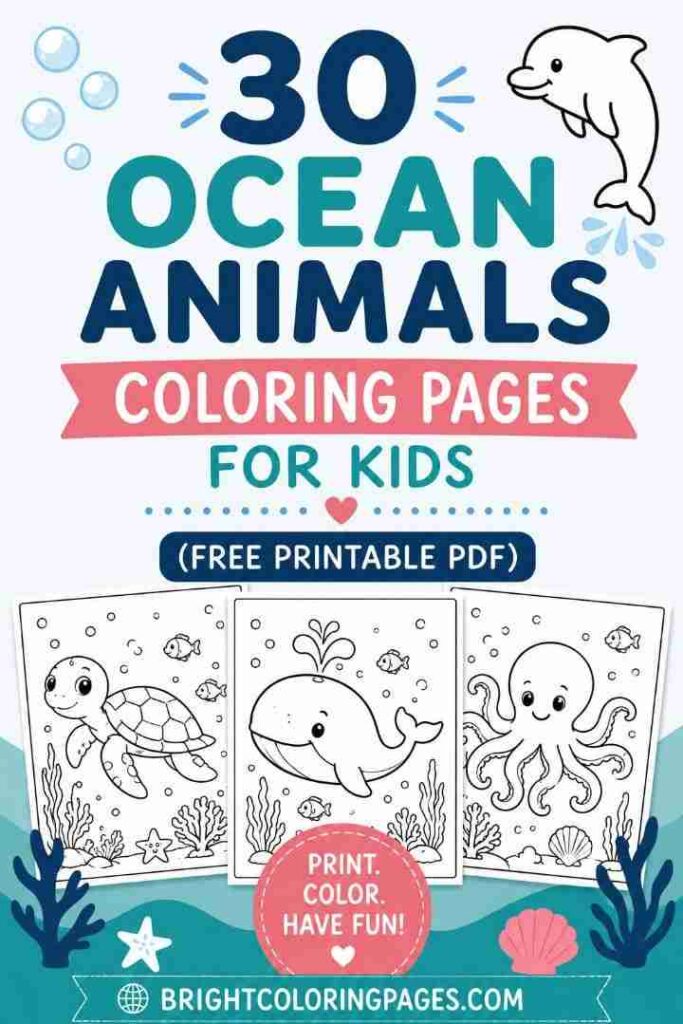 Ocean Animals Coloring Pages for Kids (Free Printable PDF)