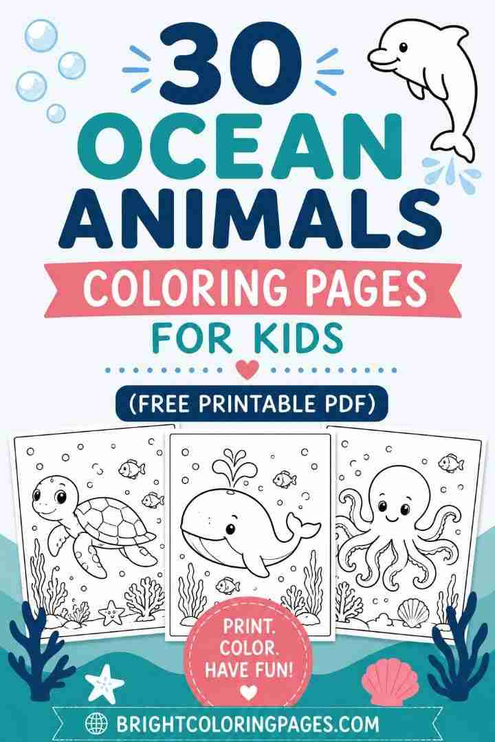 Ocean Animals Coloring Pages for Kids (Free Printable PDF)