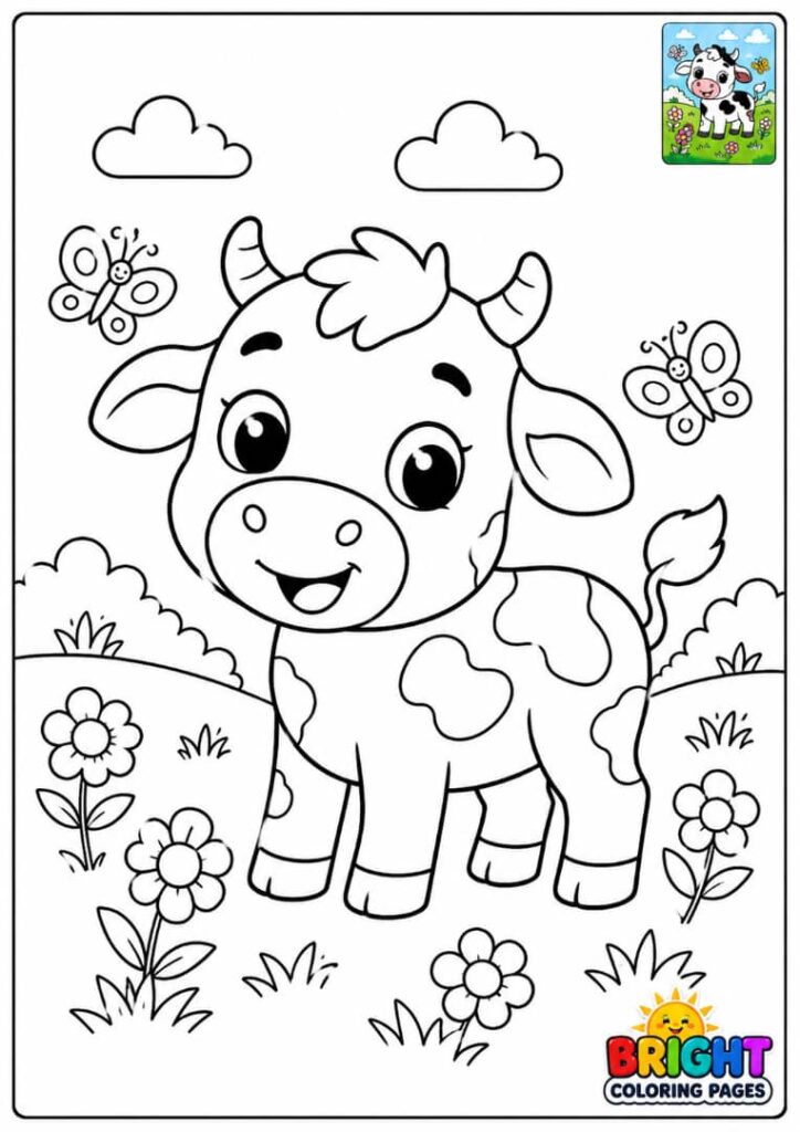 Happy Baby Cow in the Meadow