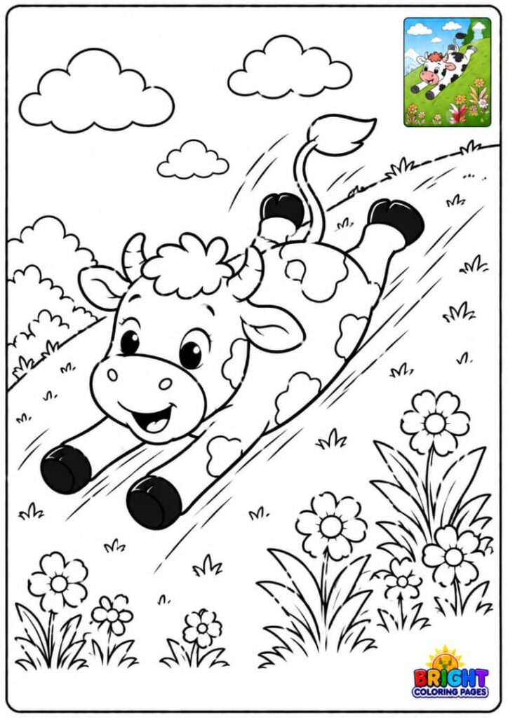 Cow Sliding Down a Hill